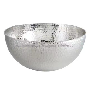 Bol à pieds texturé en argent brillant Grands bols à pieds - Product Image 2
