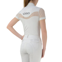 Fabricant en gros, personnalisation de vêtements équestres, tissu respirant, chemises de compétition d'équitation pour femmes, manches courtes