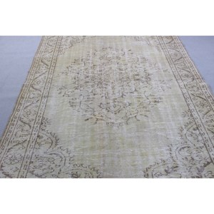 Tapis de 5,8 x 5,8 pieds, tapis turc vintage, tapis blanc à motifs de plantes et d'arbres - Product Image 5