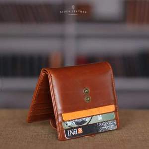Leather Slim Wallet Hand-Stitched Genuine Cowhide Wallet with Secure Flap Closure Compact & Elegant Bi-Fold for Everyday Carry - Product Image 3