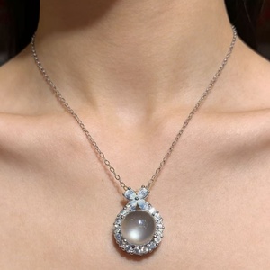 Elegante Collar de Plata de Ley S925 con Colgante de Jade Espuma de Agua, Gema de Jade Albite, Amuleto para Mujer, Joyería Fina, Regalo - Product Image 1