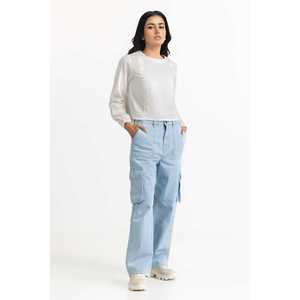 Blusa Blanca Bohemia Tejida 231-217-007 con Bordado Floral de Gasa y Viscosa, Volantes, Holgada, Disponible en Tallas XS-XL, Primavera-Otoño - Product Image 5