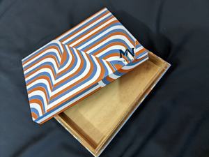 Designer Handmade Resin Inlay Jewelry Case Wooden <b>Box</b> with Bold Striped Art for Elegant <b>Keepsake</b> Storage - Product Image 2