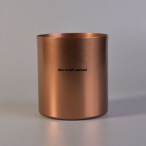 Venta al por mayor de aluminio Chapado en cobre vela tarro de alta calidad personalizado hecho a mano de lujo redondo vela tarro y contenedor de velas - Product Image 1