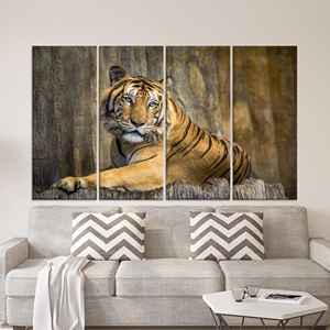 Arte Impreso en Lienzo Elegante: Cuadros de Animales Salvajes para Decoración de Cuartos de Hombre, JUEGO DE 4 LIEÑOS - Product Image 1