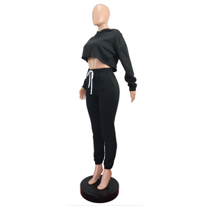 Chándales negros para mujer, Top corto de Color negro, trajes de chándal cómodos/duraderos para niñas, hechos en Pakistán - Product Image 3