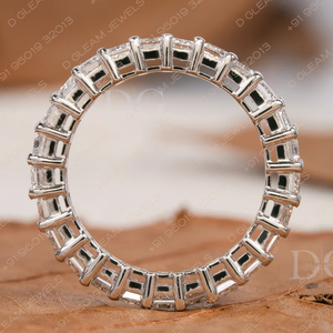 IGI Certified 3 CT Moissanite Asscher Cut Full Eternity Band 3.75 Each Wedding <b>Bridal</b> Stackable Matching Band Ethnic Party - Product Image 2