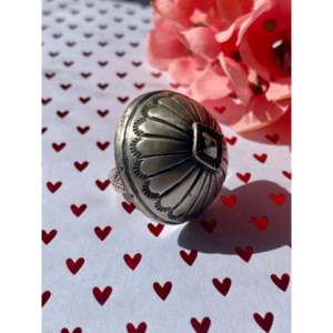 Patrick Yazzie Fashionable Sterling <b>Silver</b> Concho <b>Ring</b> Trendy Screw Shape Inlay Size 6.5 Rhodium Plating Casual Perfect Gift - Product Image 3