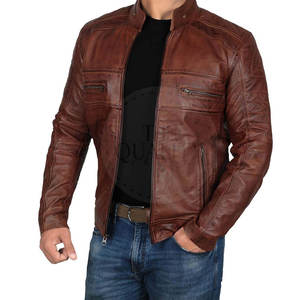 Chaqueta de cuero de invierno para hombre duradera a prueba de viento con logotipo frontal de cuello levantado diseño informal transpirable ecológico de alta calidad - Product Image 4