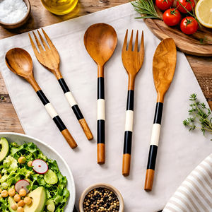 Ensemble de couverts écologiques, durables, luxueux, royaux, personnalisés, pour hôtels et restaurants européens, aspect fin, en bois naturel - Product Image 1