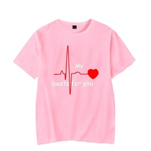 あなたのための夏のカップルハートビートプリントTシャツ因果女性男性TシャツカップルTシャツOネックトップス愛好家の服 - Product Image 4