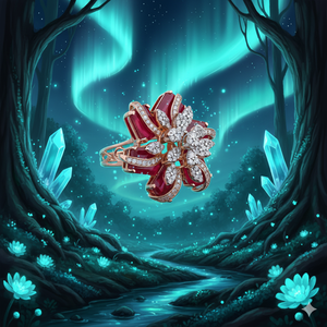 เพชรโมอิสพร้อมแหวนเงิน925หินสีน้ำตาลแดง - Product Image 3