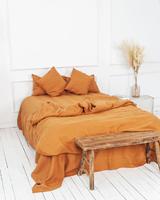 Parure de lit 300TC 100% Coton Orange Brûlé, Housse de Couette Douce sur Mesure avec Taie d'Oreiller à Boutons en Noix de Coco, Anti-Bactérienne, pour Mariage