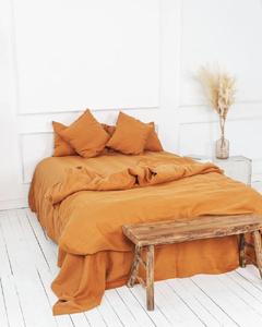 300TC 100%Cotton Burnt <b>Orange</b> <b>Duvet</b> Cover <b>Set</b> Custom Size Soft Quilt with Coconut Button Pillow Case Solid Anti-Bacteria Wedding - Product Image 2