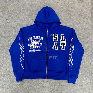 Sweat à capuche à fermeture éclair imprimé numérique avec logo personnalisé 100% sweat à capuche unisexe respirant écologique en molleton de coton - Product Image 1
