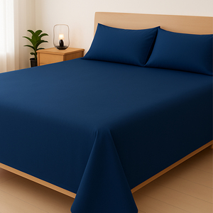 Export Quality Oxford Blue <b>Bamboo</b> Bedsheet 300 TC Soft and Long Lasting Fabric for Elegant and Comfortable Bedding For Export - Product Image 2