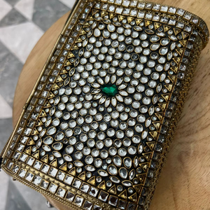 Indian Vintage Fashion Metal <b>Thread</b> and Chains <b>Beaded</b> Mosaic Clutch Purse for Evening Parties Wedding Birthday Gifts - Product Image 1