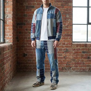 Chándal de Mezclilla de Alta Calidad OEM, Tejido Mixto de Alto Gramaje, con Capucha, Lavado Ácido, Diseño Personalizado, Costuras en Contraste para Hombre - Product Image 1