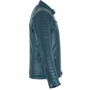 Chaqueta de Cuero Casual para Hombre, Diseño Clásico, Transpirable y de Secado Rápido, Ideal para el Uso Diario en Invierno, Color Azul, Fabricada en Fábrica - Product Image 3