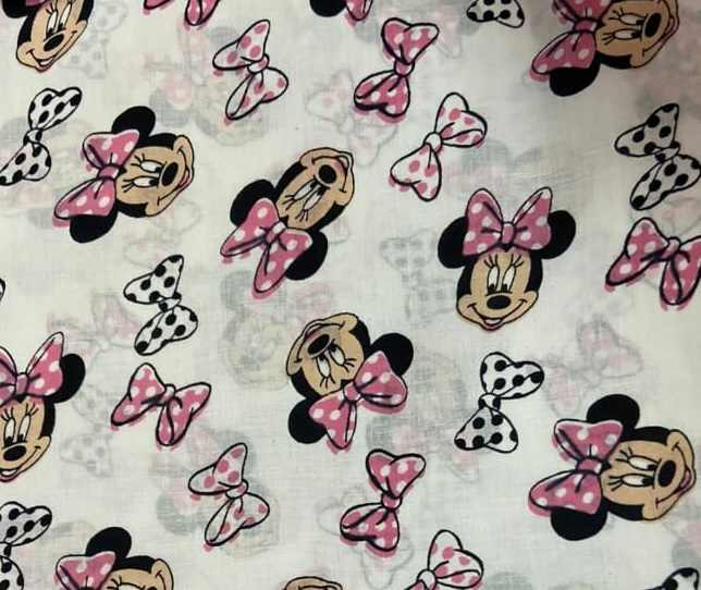 Wholesale Natural Dye Cotton Screen Block Mickey Mouse Printed by Yard Material Summer Kids Dress Maxi Skirt Night Suit Pareo