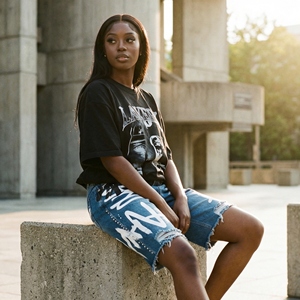 Custom <b>Denim</b> <b>Bermuda</b> <b>Shorts</b> <b>Women</b> Rhinestone Streetwear Regular Fit High Waist Distressed Gym Casual Half Pants Manufacturer - Product Image 5