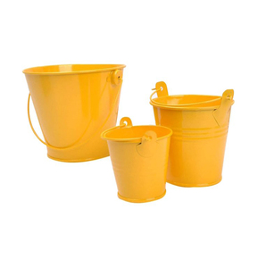 3 pièces de seaux en métal galvanisé jaune avec poignées pour jardinière multifonctionnelle pour la maison, l'extérieur et le jardin. - Product Image 4