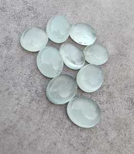 Aguamarina brillante Natural de alta calidad, alto pulido, 10x14mm, parte posterior plana, calibrada, fabricación de piedras preciosas sueltas, pendientes de oro de 18K para mujer - Product Image 3