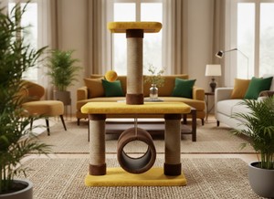 Amistar 'Chocolate Dessert' Premium High Quality 3-<b>Level</b> Eco-Friendly Cat Tree with 95cm Height for Cats Kittens All Breeds Ages - Product Image 5
