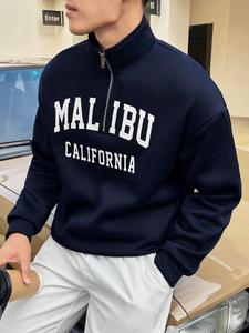 2025 automne personnalisé col haut avec fermeture éclair Streetwear hommes sweats quart-Zip sweats à capuche sweats poids lourd surdimensionné - Product Image 2