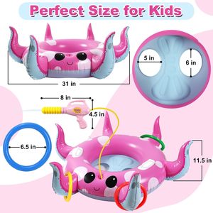 Bouée gonflable créative en forme de pieuvre pour enfants avec pistolet à eau, jouet de natation pour tout-petits de 3 à 12 ans, idéale pour les fêtes estivales en piscine et les activités de plein air - Product Image 3