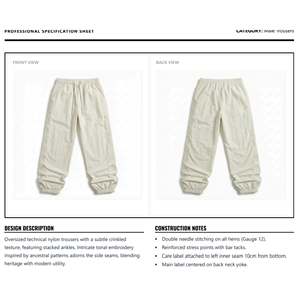 Pantalon de survêtement technique en nylon froissé pour homme, broderie latérale personnalisée, style streetwear, coupe ample et empilée, Y2K, utilitaire, haute rue - Product Image 6