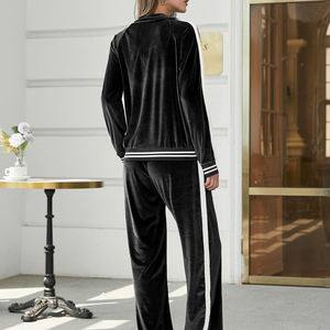 Survêtements stylés et décontractés en velours pour adultes et femmes, survêtements de rue avec logo personnalisé, survêtements en velours pour femmes - Product Image 2