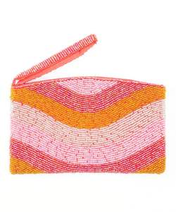 Petit sac à portefeuille élégant brodé artisanal rose et orange perlé élégant fantaisie traditionnel et mignon Premium par Hiba Enterprises - Product Image 1