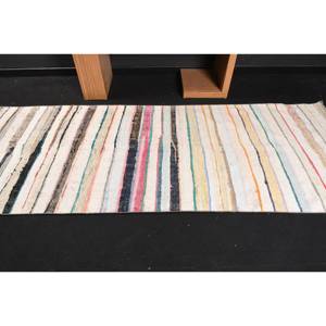 Tapis moderne en laine beige de 3.6x9.4 pieds, tissage plat turc, motif patchwork, tapis de salon pour les adolescents pour les décorations - Product Image 3