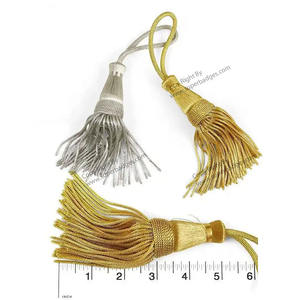 Borlas con cordón trenzado en material de Mylar dorado, borlas de hilo de seda a precio barato para bandera - Product Image 5