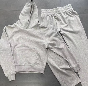 Personalizado bordado impresión Logo peso pesado francés Terry algodón al por mayor en blanco pantalones de chándal y Sudadera con capucha conjunto Jogger hombre conjunto chándal - Product Image 2