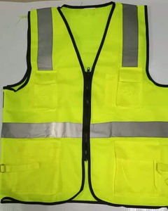 Chaleco reflectante de alta visibilidad de seguridad de poliéster 100% con cremallera frontal Chaleco de seguridad barato con logotipo - Product Image 4