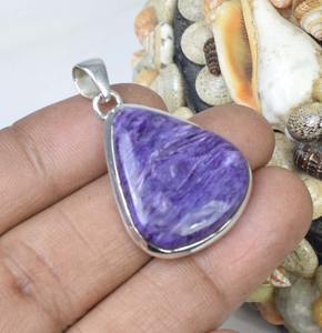 Pendentif de mariage idéal pour les filles Pendentif en argent sterling 925 Charoite en cuivre avec pendentif en argent 925 - Product Image 2