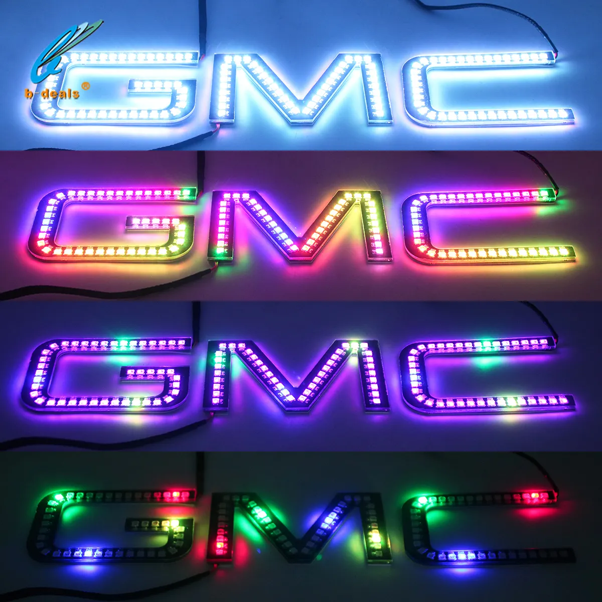 Illuminated LED Light Up Logo GMC RGBW Flow Series LED Badge Logo RGBW Chasing Emblem Waterproof
