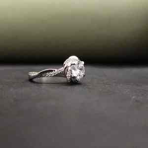 Natural Stone <b>Solitaire</b> Unisex Engagement <b>Ring</b> IGI Certified 925 Sterling <b>Silver</b> Stainless Steel Flower Design Trendy Elegant - Product Image 4