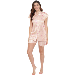 Pijamas de Alta Calidad para Mujer, Ropa de Dormir 100% Algodón, Manga Corta, con Logotipo Frontal, Venta al Por Mayor - Product Image 2