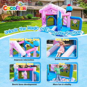 Casa Inflable con Tobogán y Piscina <span class=keywords><strong>de</strong></span> Agua con Temática <span class=keywords><strong>de</strong></span> Helado Cocofish, <span class=keywords><strong>Castillo</strong></span> Inflable para Fiestas <span class=keywords><strong>de</strong></span> Cumpleaños con Soplador - Product Image 3