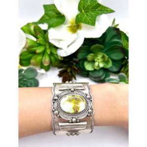 Tom Lewis Palomino Variscite & Sterling <b>Silver</b> Fashion <b>Cuff</b> <b>Bracelet</b> - Product Image 5