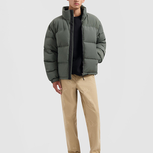 Custom Hooded Front Logo Men's Puffer Jacket <b>Bubble</b> <b>Coat</b> Thick Nylon/Polyester Eco-Friendly Winter - Product Image 5