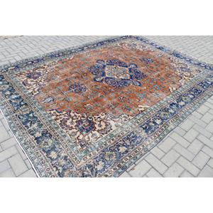 Tapis turc surdimensionné 8x10,9 pieds, tapis bleu vintage du sud-ouest - Product Image 2