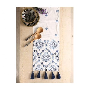 New Embroidered GOTS Certified Luxury Elegant Block Digital Designs 100% Organic Cotton Wedding Rectangular Special <b>Table</b> <b>Runner</b> - Product Image 5