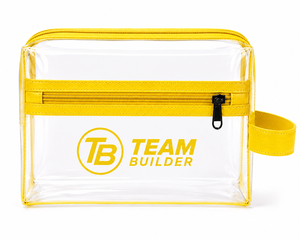 Bolsa de Aseo Transparente Amarilla Impermeable TEAM BUILDER con Cremallera y Correa para Muñeca, Tejido de Poliéster Duradero, Capacidad de 401-500ml - Product Image 1