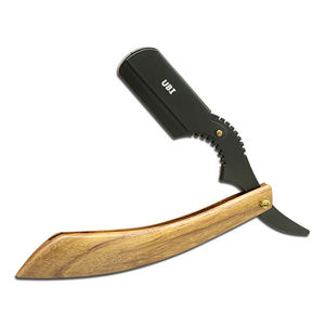 Cuchillas de Afeitar de un Solo Filo Intercambiables, Acero con Alto Contenido de Carbono, Mango de Madera, No Desechables, para Barberos Profesionales y Uso Doméstico - Product Image 1