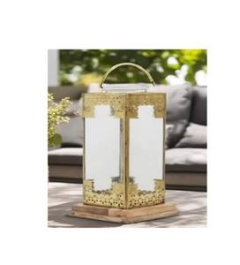 Lanterne à bougie décorative suspendue en métal de style marocain avec vitrail pour un décor d'éclairage festif exotique - Product Image 2