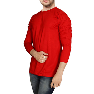 2025 OEM Camiseta roja de manga corta sólida para hombre Cuello redondo Impresión digital Ajuste regular 100% Algodón de punto 220g Transpirable - Product Image 1